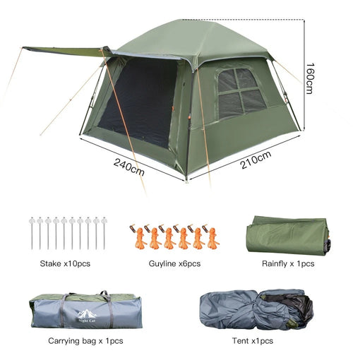 Night Cat 4 Person Blackout Cabin Tent Waterproof Instant Easy Setup Family Tent