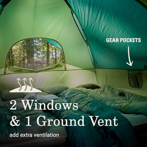 6 Person Camping Tent 10 ft x 10 ft, Easy Setup, Spruce Green